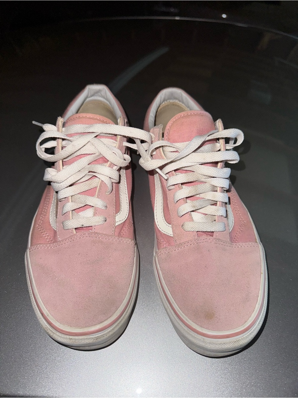 Vans Pink Suede Old Skool Sneakers with White Stripe